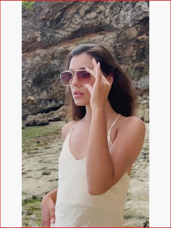 Retro Oversized Square Sunglasses with Double Bridge Metal  display picture 1